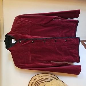 Tibetan Trader Berry Red Velvet Chore Shacket Small
